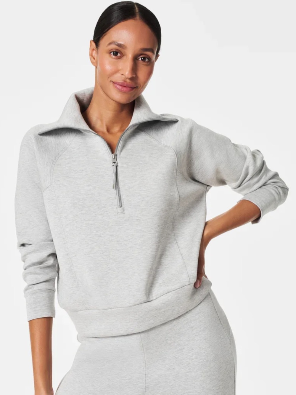 SPANX AirEssentials Centennial Half Zip in Gray Size Small